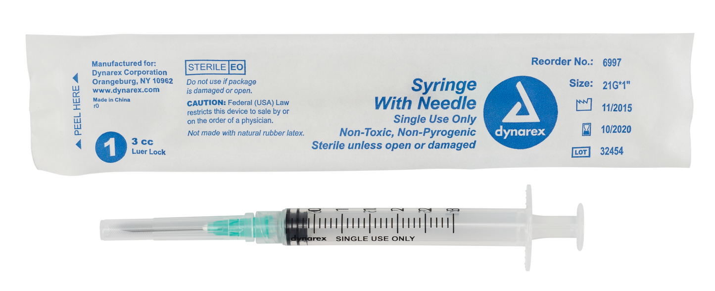 Dynarex - Syringes With Needle - 3cc