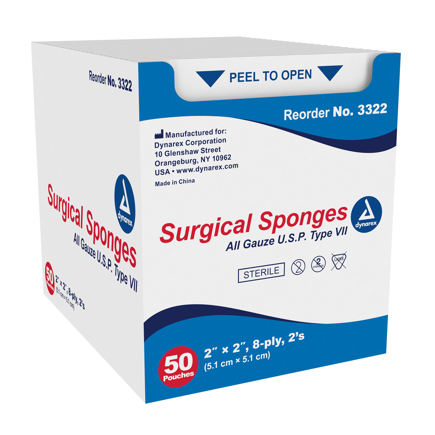 Dynarex - Surgical Gauze Sponge Sterile 2's 2"x 2"  8 Ply