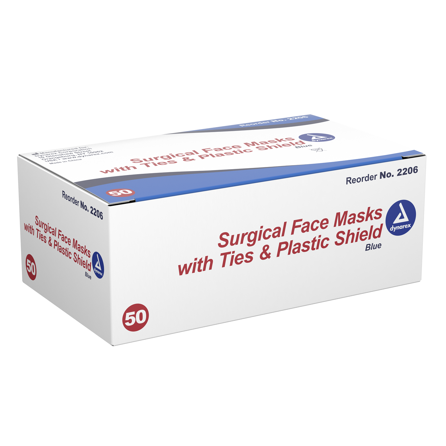 Dynarex - Surgical Face Mask - with Ties & Plastic Shield Blue