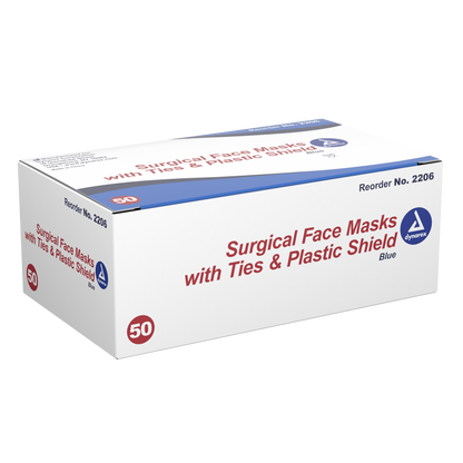 Dynarex - Surgical Face Mask - with Ties & Plastic Shield Blue
