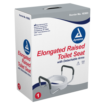 Dynarex - Elongated Raised Toilet Seat with Arms