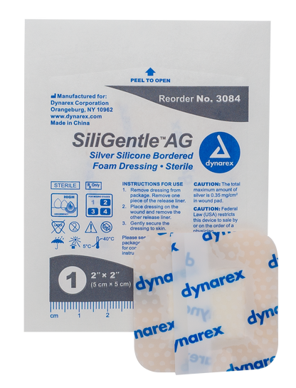 SiliGentle AG Silver Silicone Bordered Foam Dressing